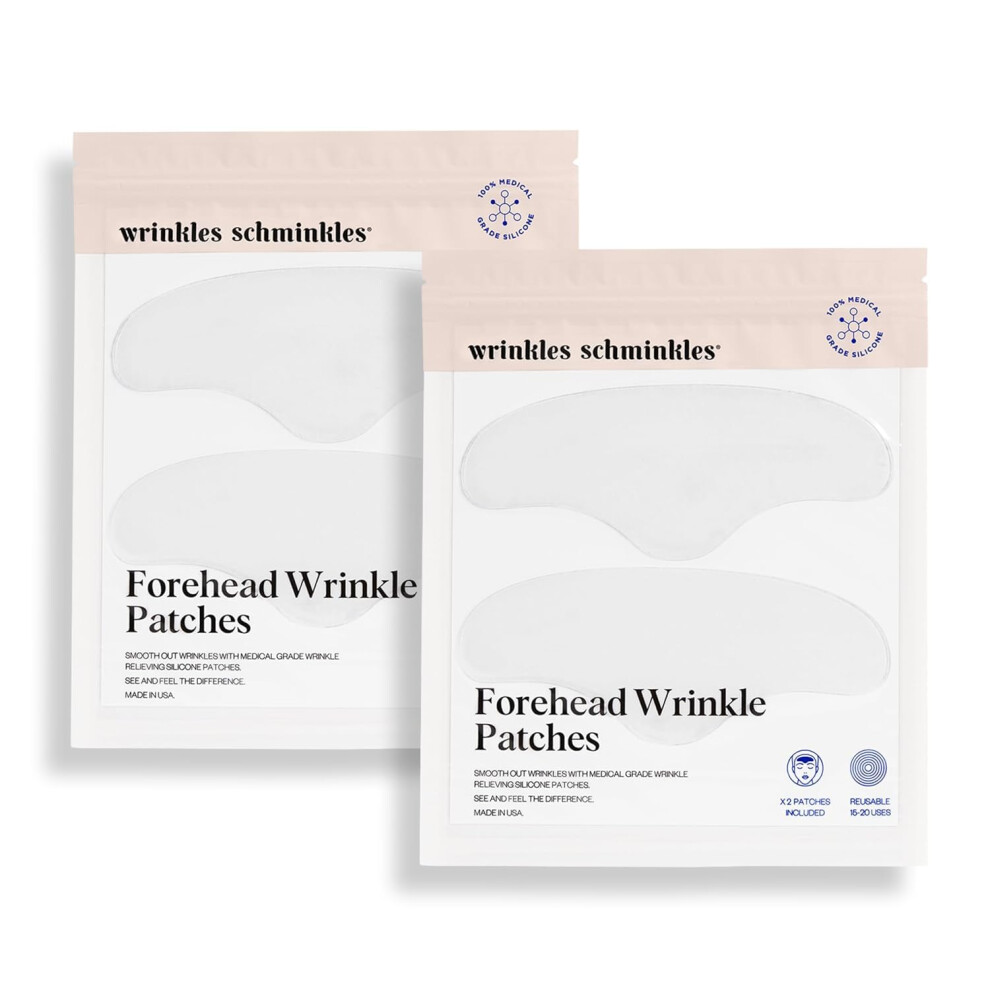 Wrinkles Schminkles Forehead Wrinkle Patches 4-Pack Reusable Hypoallergenic Silicone Smoothing Pads For Reducing Frown Lines & Face Lift Overnight