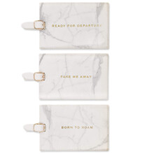 Eccolo 3-pack bagagelabelset kofferlabels identificatiegegevens met ID-kaarten kunstleer gespsluiting klaar voor vertrek (marmer 2,5 x 4,5 inch)