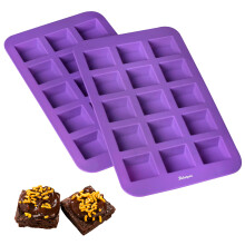 Bakerpan siliconen brownievorm voor het bakken van individuele hapgrootte 1,5 inch brownievierkanten siliconen browniepan met verdelers 15 holtes - s