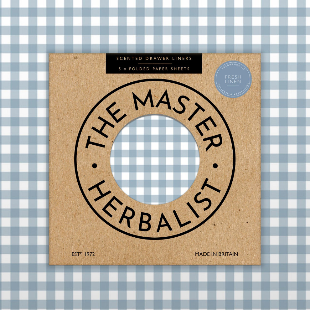 The Master Herbalist Fragrant Scented Drawer Liners in a Duck Egg Blue Gingham Design | Pack of 5 Sheets | Contains Essential Oils | Made in The UK.-image-OPC-PGGB5VJ-NEW