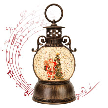 Snow Globe Lighted Christmas Decorations Christmas Snow Globe Lantern with Musical  Retro Style Holiday Glitter Globe for Xmas Home Decoration Gifts