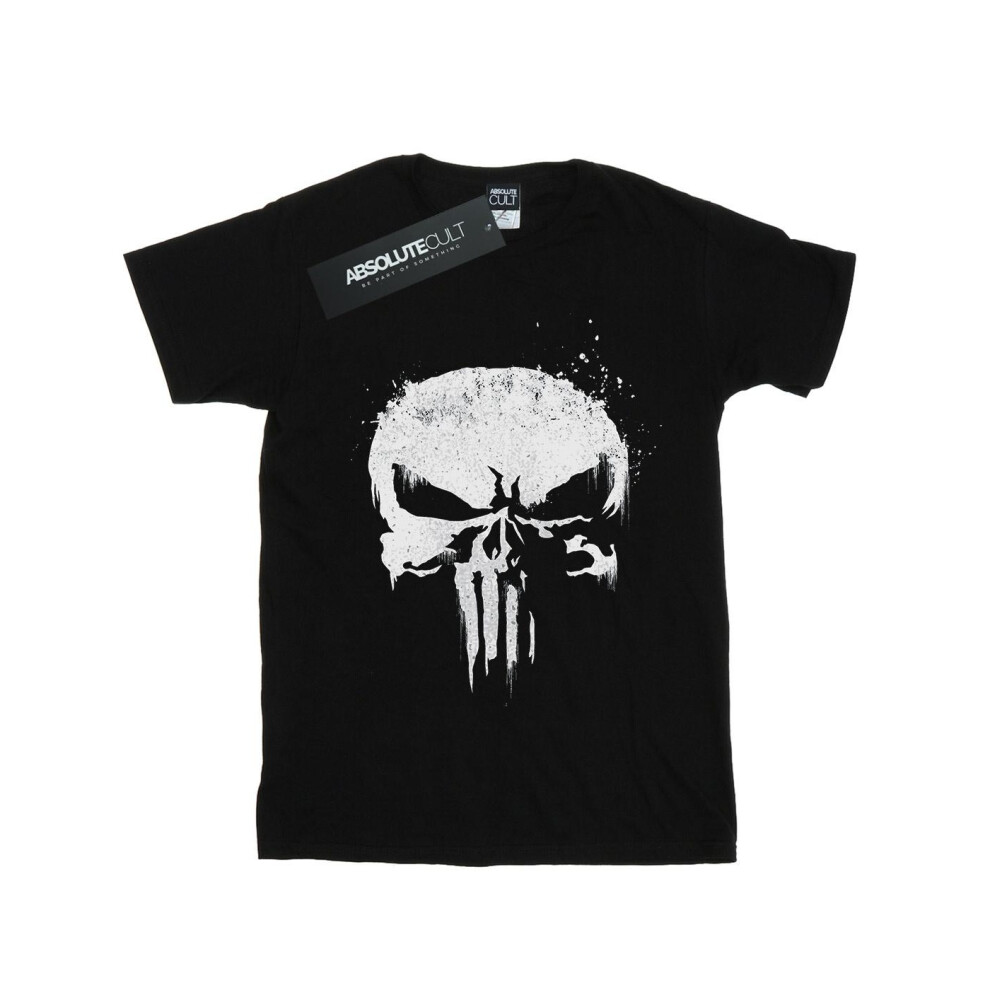 (M, Black) Marvel Womens/Ladies The Punisher TV Skull Logo Cotton Boyfriend T-Shirt