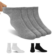 Doctor's Choice Diabetische sokken voor heren Naadloze enkelsokken met niet-bindende bovenkant bieden extra comfort bij jicht 4 paar grijs grote maat