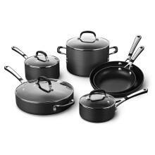 ces Cuisine antiadhsive Vtage de cuisine Ensemble de casseroles et de casseroles noires avec des poignes en acier inoxydable  refroidissement