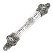 Silverplterad/rd bronsplterad/guldplterad kronskydd 5 tum Mezuzah & Scroll Judaica Israel Gift Jewish Door Mezuza frn Jerusalem (Pewter Crow