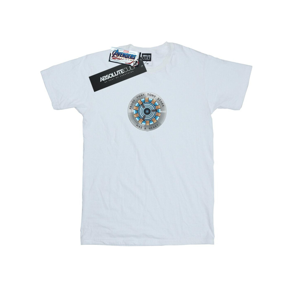 (7-8 Years, White) Marvel Boys Avengers Endgame Tony Stark Heart T-Shirt