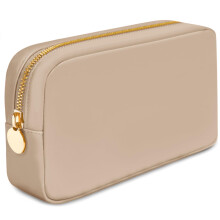 Dancour Small Zipper Pouch Beige 9.5in x 2in x 5in Water Resistant Nylon Material Single Pocket Perfect for Makeup Toiletries and Accessories