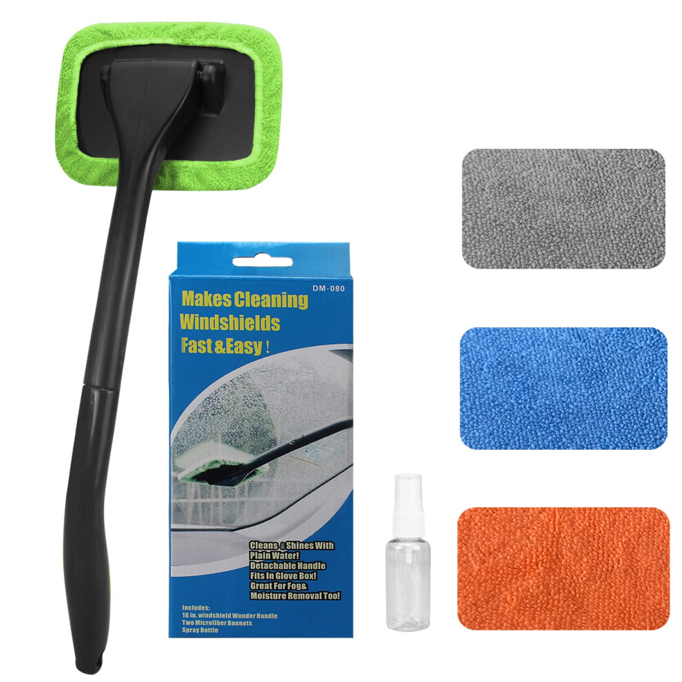Sosickwithit Car Windshield Cleaning Tool Windshield Cleaner With 4 Washable And Reusable Microfiber Pads And Extendable Handle For Auto Glass Wiper 751204430567