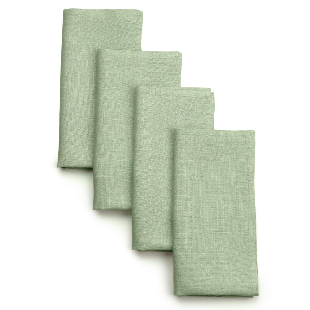 Serviettes de table en lin D'Moksha Homes 45 x 45 cm - Lot de 4 serviettes 100 % pur lin vert sauge - Serviettes lavables en tissu vert sauge pour la