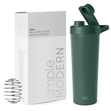 Botella de Mezcla de Acero Inoxidable Simple Modern 24oz | Taza Aislada Metálica para Proteínas y Batidos | Colección Rally | Bosque