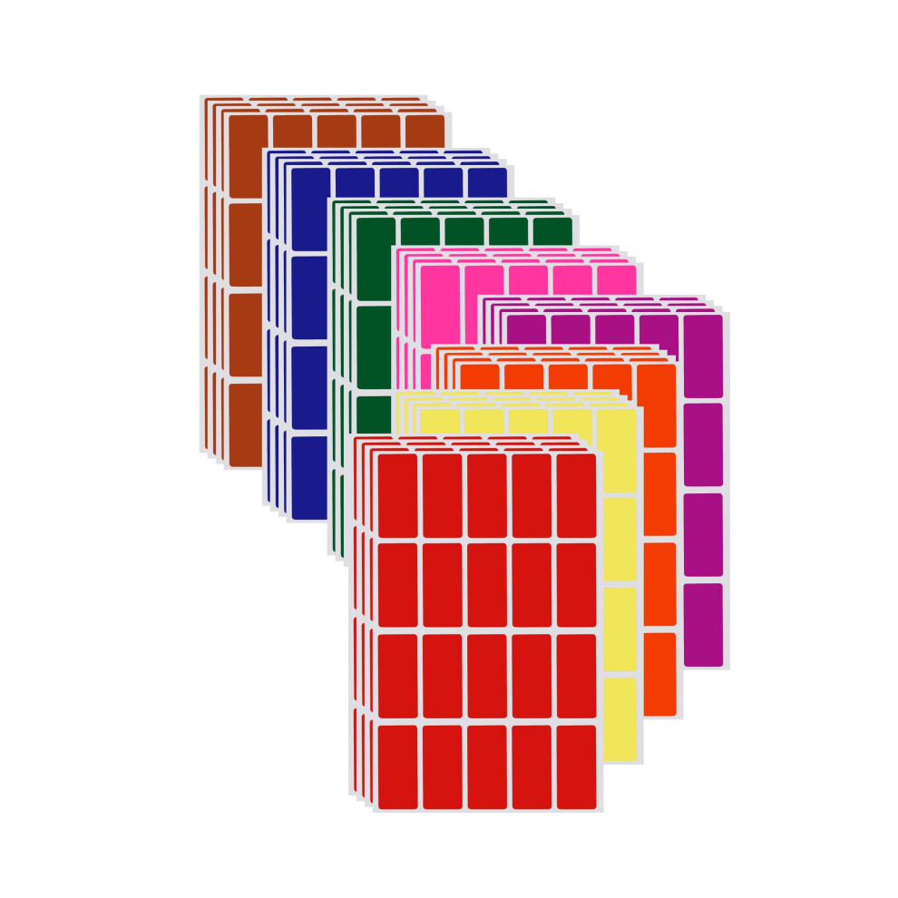 Royal Green Adesivi Rettangolari Colorati Multiuso 40 Mm X 19 Mm - Etichette Adesive (4 Cm X 1,9 Cm) In 8 Colori Assortiti Per Bambini, Scuola, Ufficio, Archivio E Documenti - Confezione Da 640 Pezzi-image