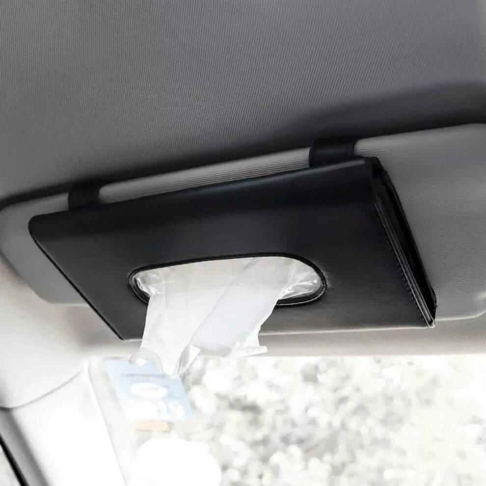 Joyindecor Visor Tissue Box Holder - Pu Leather Van Truck Vehicle Car Tissues Case Dispenser For Backseat And Sun Visor, Refill Paper Included (Black) Black 6489374472462