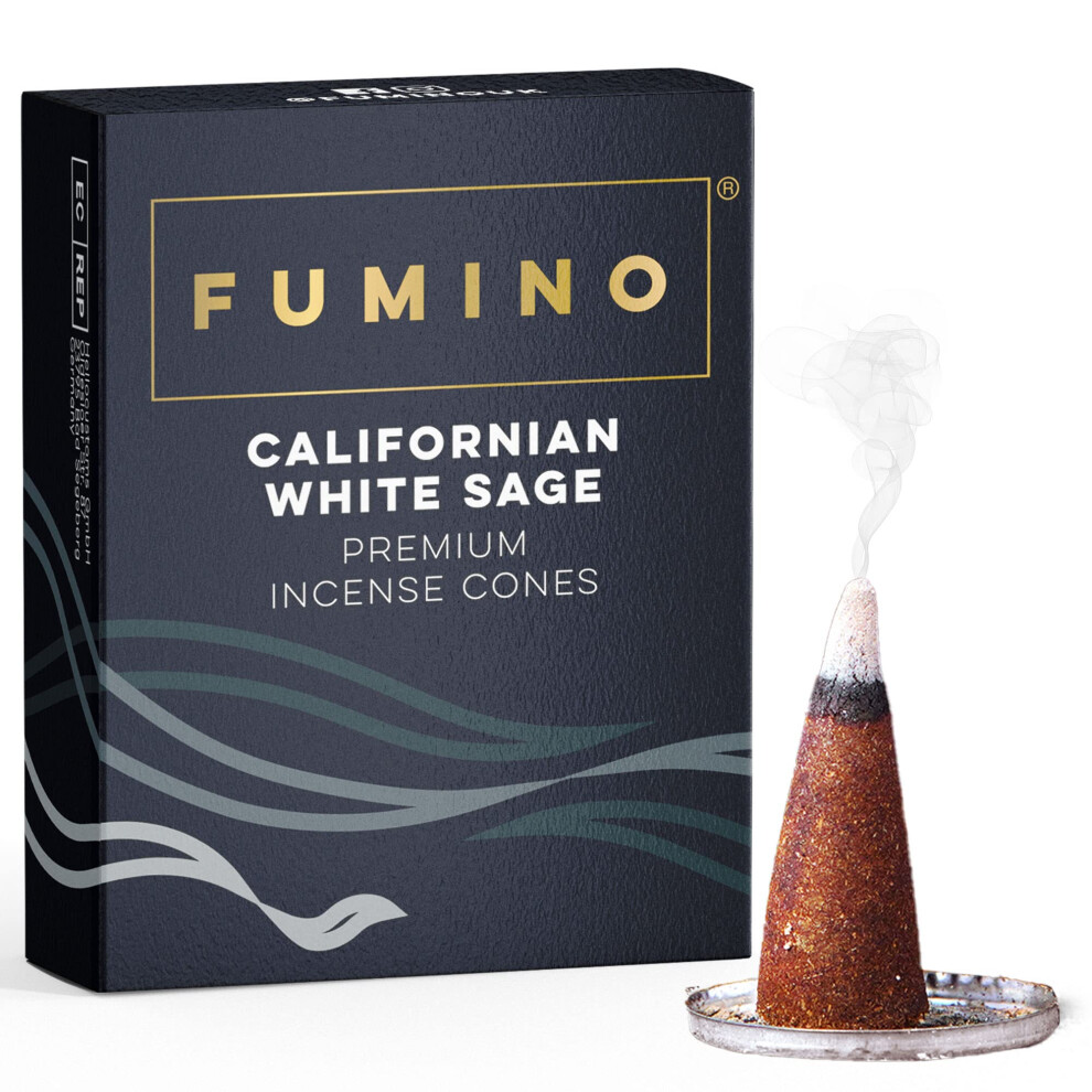 Fumino Coni Di Incenso Fresco Fragranza Alla Salvia Bianca Californiana, 15 Per Scatola, Masala, Agarbatti, Joss Fragranze Per Relax, Meditazione E Per La Casa E L'arredamento-image