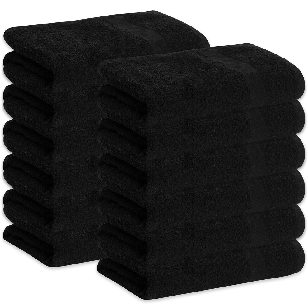 Green Lifestyle Confezione Da 12 Asciugamani In Microfibra Neri Resistenti Alla Candeggina, Set Sfusi Di Qualit Premium Per Spa, Super Morbidi E-image