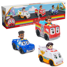 Disney Junior Firebuds On The Move Rescue Team 3 PK Diecast Metal Toy Car: Firetruck Ambulance and Police Car Kids Toys for Boys and Girls Ages 3+