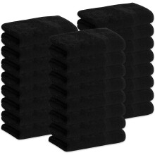 GREEN LIFESTYLE 24-pack zwarte microvezel bleekmiddelveilige handdoek bulksets Premium spakwaliteit Superzacht en absorberend voor sportschool, zwemb