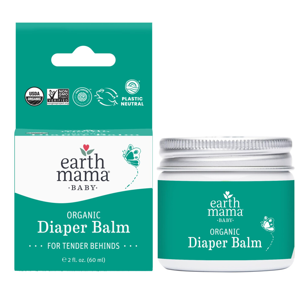 Organic Diaper Balm 2-Ounce | Diaper For Baby | Ewg Verified Petroleum & Artificial Fragrance-Free With Calendula For Sensitive Skin Cream Earth Mama