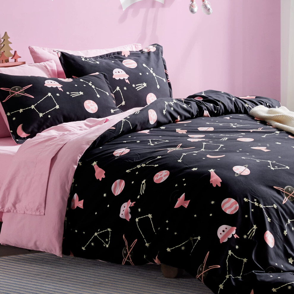 Parure de lit pour enfant SLEEP ZONE (taille double) 2 pièces – Housse de couette ultra douce et mignonne avec 1 taie d'oreiller, fermeture éclai