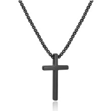 Ursteel Cross Necklace for Boys Mens Cross Necklace Stainless Steel Cross Pendant Black Small Cross Chain for Men 16 Inch Cross Necklace for Men Gift