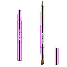 Kosmetiska borstar lppgon dubbelsidig sminkborste med lock fr resor utdragbar lppborste gonbrynsborste concealer borste fr lppstift brbar