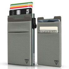 TOYFID Slanke portemonnee voor mannen en vrouwen Pop-up creditcard portemonnee Metaal Minimalistische kaarthouder met geldzak Kleine ultralichte alum
