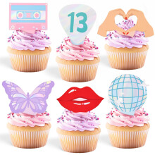 xo Fetti Eras Party Cupcake Toppers - 24 pcs | Concert Party Cake Decoration Bachelorette Decor Birthday Food Supplies Bridesmaid Cupcake Acc