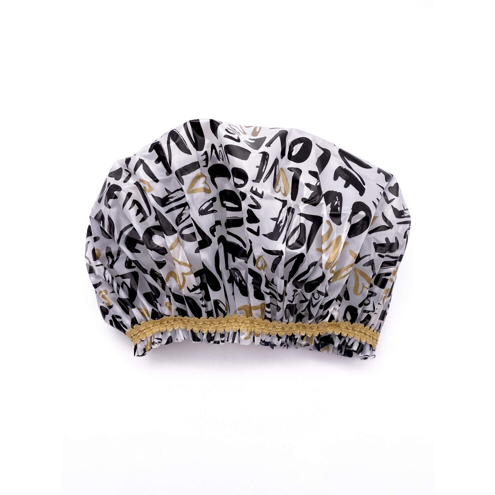 Betty Dain Hipster Collection Shower Cap Waterproof Frosted Peva Material Oversized Design Perfect For Every Hair Length Elasticized Hem True Lov