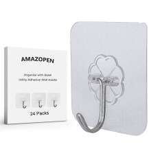 AMAZOPEN ntapad horgok  24 csomag tltsz fali ajtkamp, felragaszthat/extra eros ragads horgok kabttrlkzo kulcs felakasztshoz s egyebe