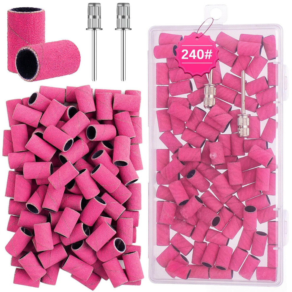 Difenni Sanding Bands For Nail Drill Sanding Bands Nail Drill Bits 100Pcs Nail Sanding Bands Fine Grit #240 With 3/32 Nail Sanding Bit For Manicure & Pedicur