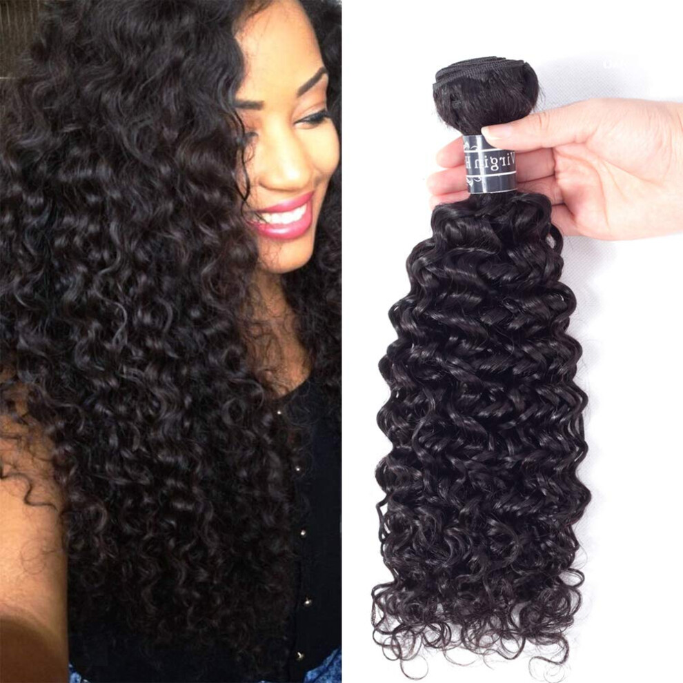 Amella Hair 8A Brazilian Virgin Curly Hair Weave One Bundle 95G 20Inch 100% Unprocessed Brazilian Kinky Curly Human Hair Extensions Natural Black Colo