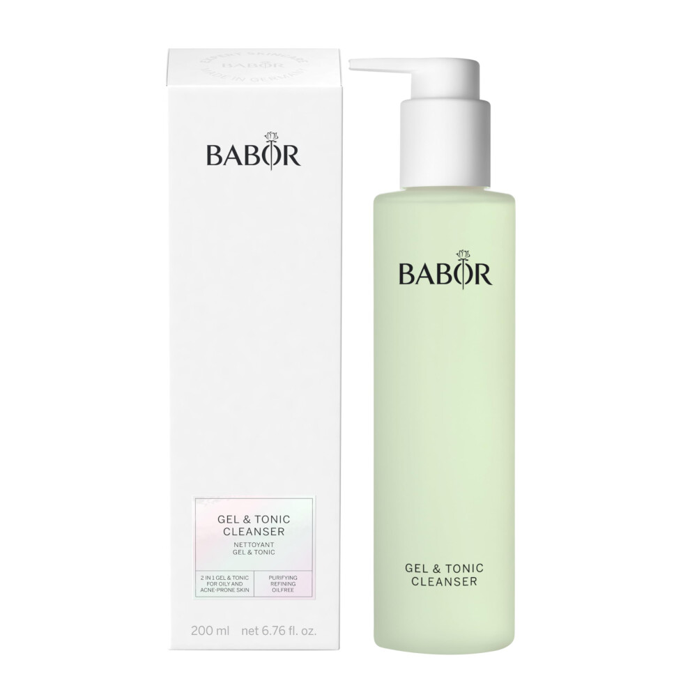BABOR Gel Tonic Cleanser for Oily and Blemished Skin  Cleansing Gel and Toner in One  Vegan Formula  Gel; Tonic 2 in 1  1 x 200 ml (Gel Tonic Cleanser