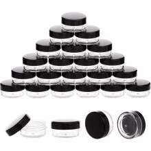 50 pieces 3 grammes d'echantillons de recipients avec des couvercles noirs d'echantillon de pots d'echantillon BPA BAPET DE minuscules conteneurs