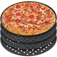 MANCHAP 4 Pack 12palcov kulat pekcek na pizzu s otvory Forma na pizzu do trouby Uhlkov ocel Neprilnav pnev na pizzu Crisper pro domc restaur