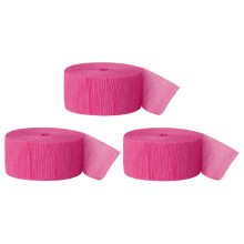 Andaz Press Crepe Papper Streamer Hängande Festdekorationer, 240-Fot, Fuchsia, 1-Pack, 3-Rullar