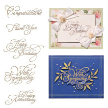Briartw 5 stks/set Woord Hot Foil Plaat Gelukkige Verjaardag Dank U Gefeliciteerd met Sympathie Gelukkige Verjaardag voor DIY Scrapbooking Embossing