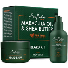 SheaMoisture Olejek do brody i balsam do brody - Zestaw do brody dla mezczyzn z marakuja i sprawiedliwym handlem Organiczne maslo shea, suchy ole