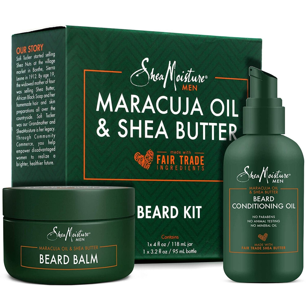 SheaMoisture Beard Oil & Beard Balm - Beard Kit for Men w/Maracuja & Fair Trade Organic Shea Butter  Dry Beard Oil  Softener & Conditioner (2 Piece Se