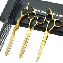 5.5 Inches Hair Cutting Scissors Set with Razor Combs Lether Scissors Case Hair Cutting Shears Hair Thinning Shears for Personal and Professional (Go