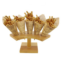 BambooMN 10 Inch Natuurlijke Bamboe Crescent Food Cone Display Tamaki Stand voor Restaurants Catered Events Party of Buffetten Geschikt voor maximaal