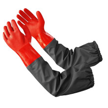 Coopache Vollarm-Teichhandschuhe mit Baumwollfutter, extra lange, wasserdichte Handschuhe für die Teichreinigung, Pflege und Maschinenindustrie, 63,5
