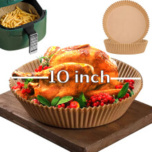 Cryer de aer de 10 inci friteuze de unica folosin?a de hrtie rotunda [dimensiune XXL] 100 pcs Air Fryer Parchment Hrtie pentru hrtie de copt c