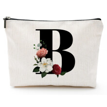 Personalized Makeup Bag with Initials  Letter B Cosmetic Bag Toiletry Pouch A-Z Travel Make up Bag Monogram Toiletry Bag  Gifts for Women Teens Girls
