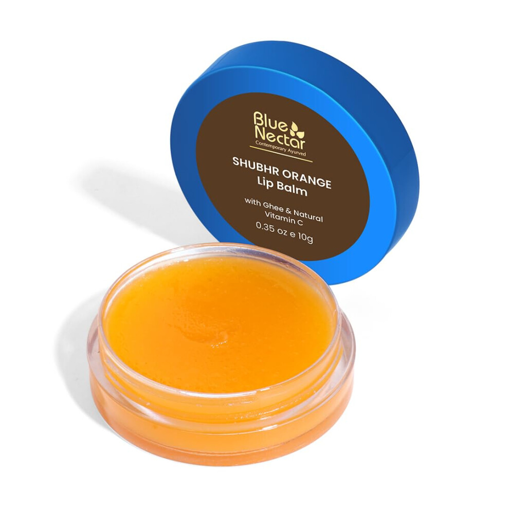 Blue Nectar Blue/Orange Nectar Shubhr Lip Balm & Gloss With Ghee And Natural Vitamin C For Dry Chapped Lips|100% Ayurvedic|Paraben & Sulphate Free| (0.5 Oz 10 He