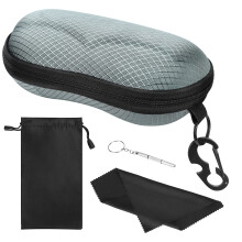 MoKo EVA Semi-harde Shell-zonnebrillenkoker, unisex beschermende brillenkoker, brillenkoker, houder met metalen ophanghaak, mini-schroevendraaier voo