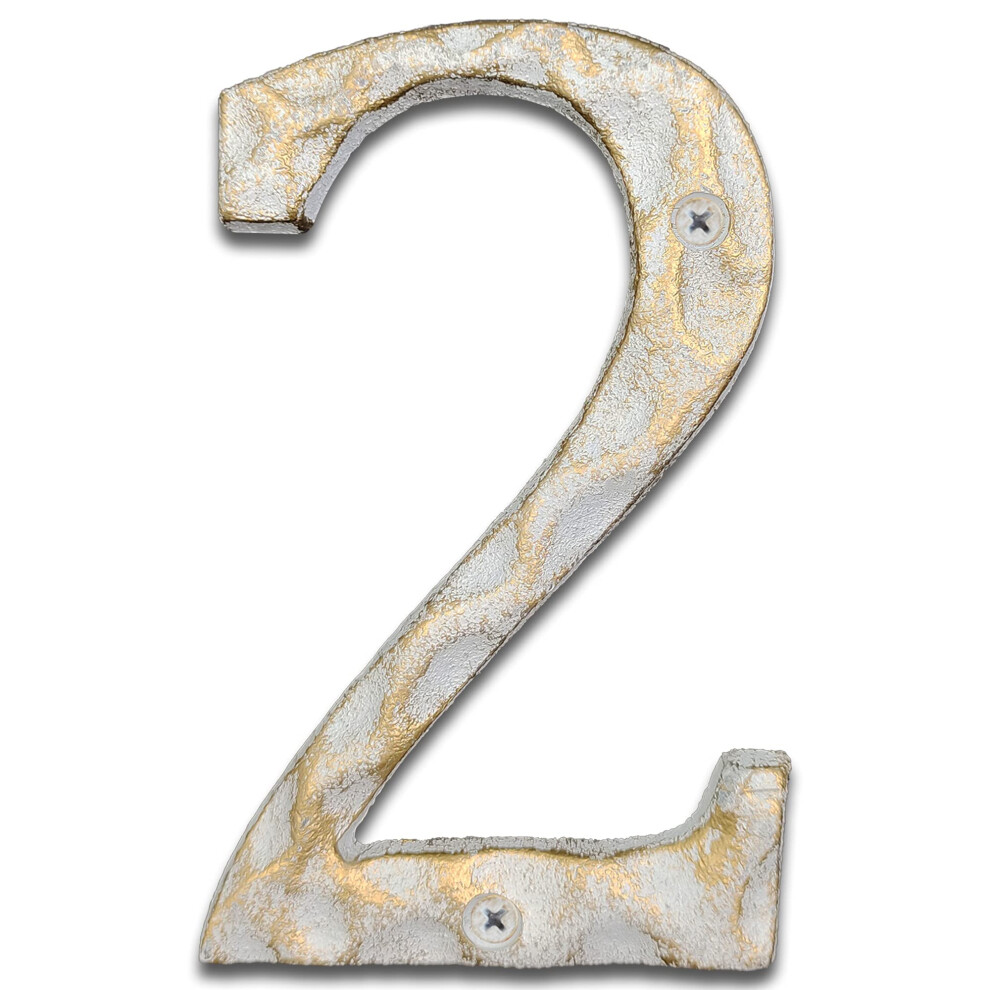 Numéros de maison de 5,5 pouces de hauteur - Numéros/lettres uniques en fonte pour boîte aux lettres extérieure ou porte d'entrée, finition or et