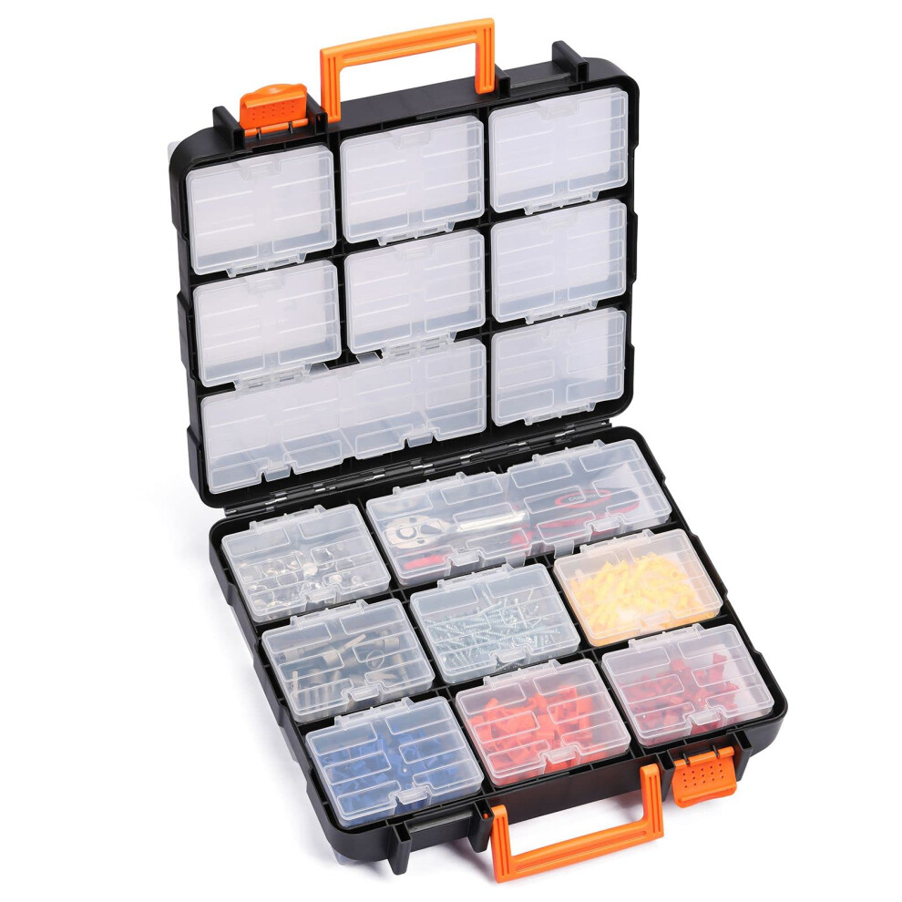 Mayouko 16 Compartments Detachable Toolbox Organizer Hardware Organizer Box With Removable Sections Carrying Storage Case For Patts Screws Bolts Nuts 761312064936
