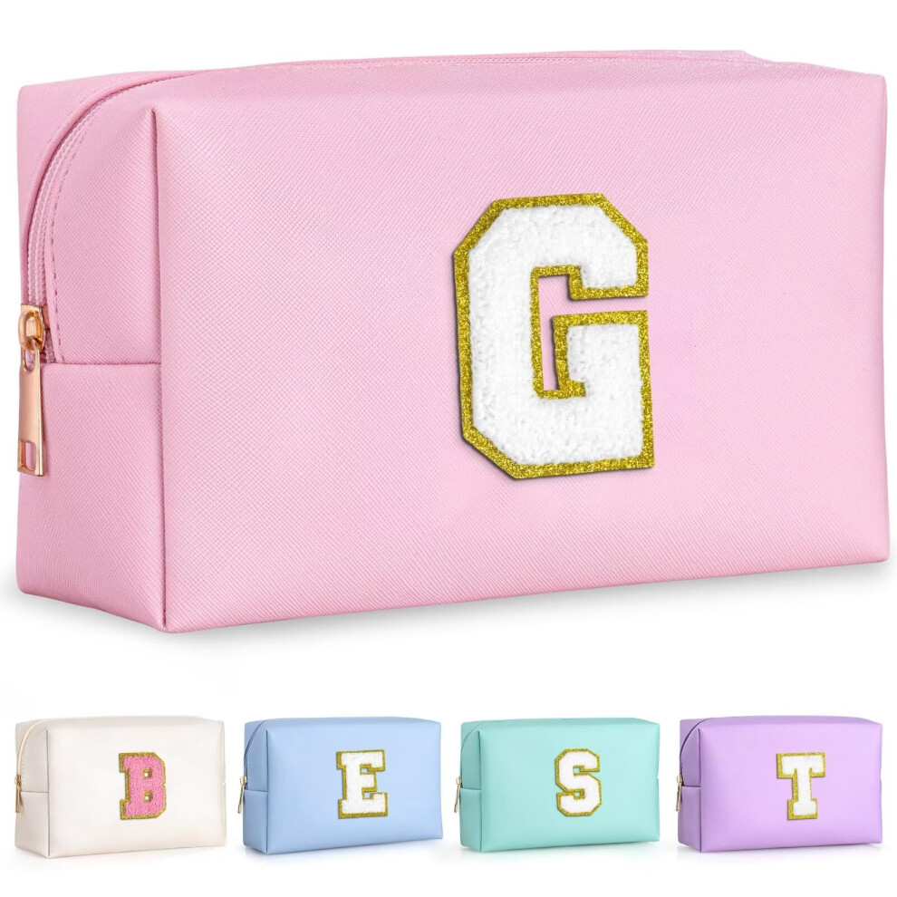 Topeast Sister Gifts From Sisters - Travel Makeup Bag Personalized Initial Toiletry Bag | Cute Makeup Pouch Pu Leather Waterproof Cosmetic Bag (Lette