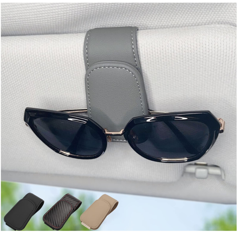 Chosmoyi Magnetic Leather Sunglass Holder For Car Sunglasses Clip For Car Visor Auto Interior Accessories Universal For Different Size Eyeglasses (G 768502801142
