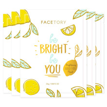 FACETORY K Beauty Face Mask Skin Care - BE BRIGHT BE YOU BRIGHTENING Sheet Mask with Gold Foil & Lemon Fruit | Glowing Gold Brightening Face Mask (5