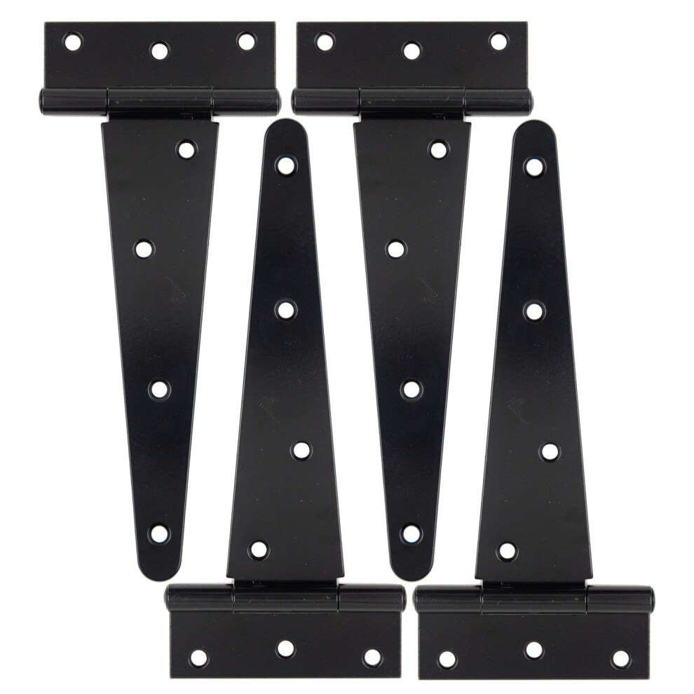 Hlmoptimo Heavy Duty T Hinge Tee Hinge T Strap Hinge Shed Hinge Gate Hinge Barn Hinge Fence Hinge Door Hinge Wrought Rustproof All Size Black (4Pcs 8 711731399485